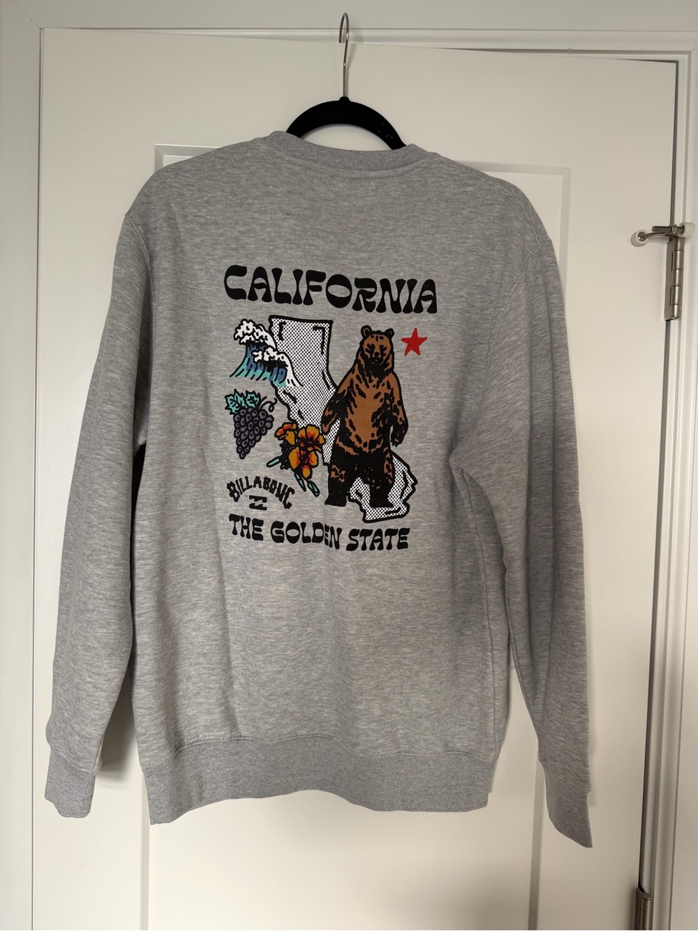 Billabong Gray California Bear Graphic Crewneck